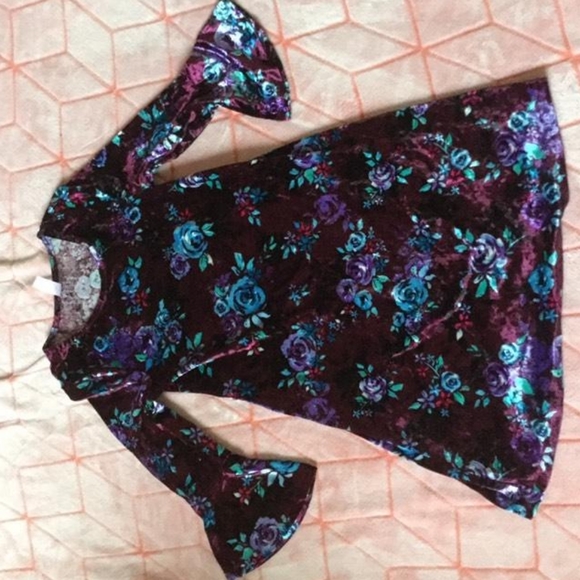 Kids Purple Flower Dress - Picture 1 of 3